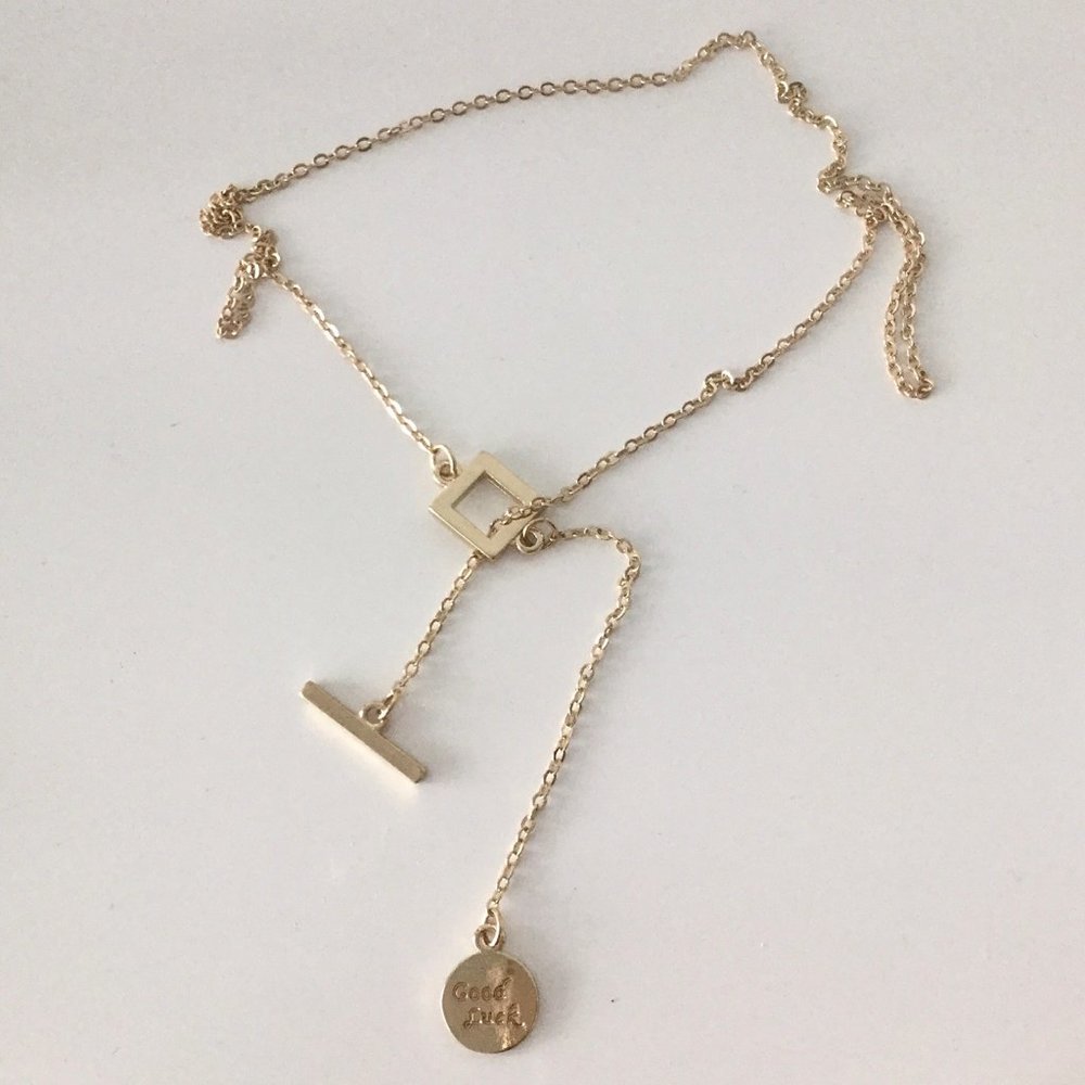 Lariat Necklace with Good Luck Charm
